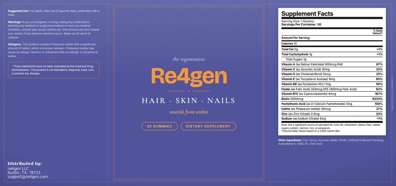 Re4gen Supplement Facts label